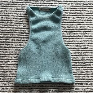 Zara Sleeveless Knit Top in Soft Blue